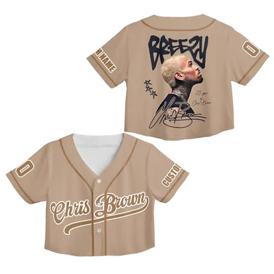 Camiseta corta de béisbol Chris #Brown Crop Top, Chris #Brown Tour, Breezy Bowl XX 20 Foto 1 de 4