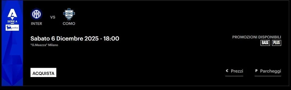 Biglietto Ticket Inter-Como Terzo Anello Verde - Necessaria Tessera SIAMO NOI - Immagine 1 di 1