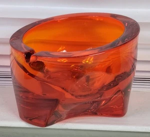 Vintage MCM Viking Glass Amberina Slant Atomic Orb Tripod Ashtray Glows - Picture 1 of 10