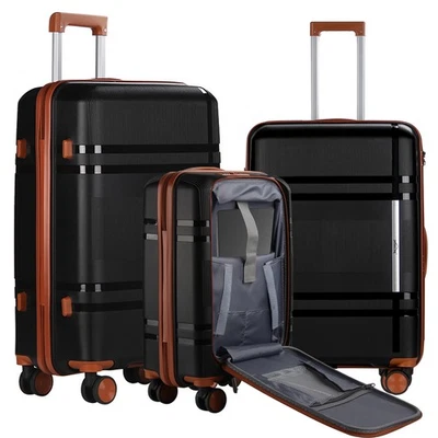 3 tlg Reisekoffer Trolley Hartschalenkoffer Handgepäck Kofferset mit TSA Schloss - Bild 1 von 4