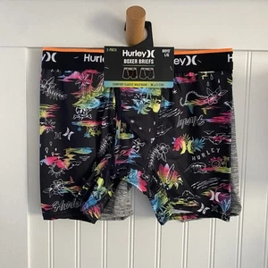 Hurley Boys Teens Boxer Briefs 2-Pack H2O-Dri Underwear Island & Gray Large NEW - Picture 1 of 6
