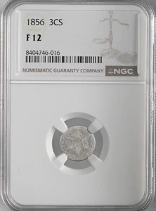 1856  3CS THREE CENT SILVER PIECE  NGC F12    #8404746-016 - Picture 1 of 4