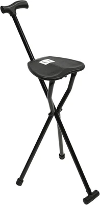 Cane Chair, 35.4 Inches Tall Multi-Functional Foldable Three-Legged Stool, Walki - Image 1 of 4