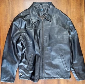 Burnside Jacket Mens XL Black Faux Leather Moto Full Zip Pockets Classic Style - Picture 1 of 20