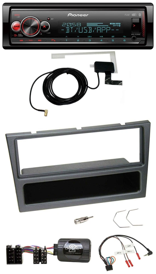 Pioneer Bluetooth DAB USB Lenkrad Autoradio für Opel Agila Corsa C Omega schwarz - Bild 1 von 4