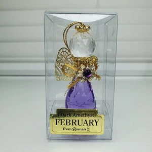 Roman Ornament February Dark Amethyst Purple Metal Wings Angel Christmas - Picture 1 of 12