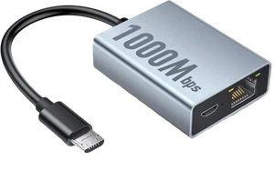 Gigabit 1000 Mbps Micro USB FireStick Ethernet Adapter A12-03-C3 Silver - Picture 1 of 7