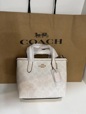 Bolso de Mano City Mini Signature Lona CW032 Blanco 2 Vías Bandolera COACH Foto 1 de 4