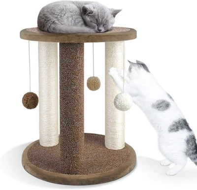 Aibuddy Cat Scratching Post, Scratching Tower with 3 Scratcher Posts，Carpeted