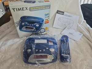 Vintage Timex AM/FM Alarm Clock Telephone T299L Blue 1980’s 1990’s Retro - Picture 1 of 4