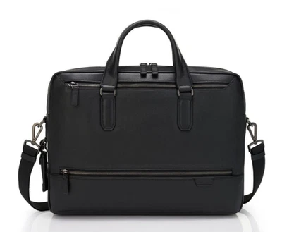 Nearly New $750 TUMI Harrison Avondale Top Zip Brief Leather Black - Image 1 of 4