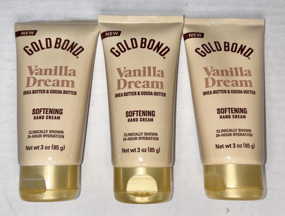 Gold Bond Vanilla Dream creme amaciante para as mãos com manteiga de karité 3 oz lote de 3 - Imagem 1 de 1