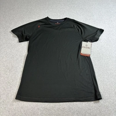 Мужская футболка Rhone Captain средний размер черная с коротким рукавом функциональная шерстяная смесь футболка - Изображение 1 из 4