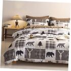  - Rustic Patchwork Comforter Set, Lodge Woodland Wildlife Bear Twin Taupe