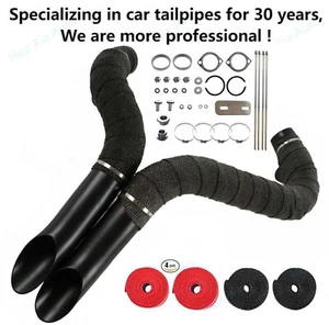 2" LAF Exhaust Pipes w/ Torque Cone for Harley Sportster Softail Black Wrapped - Picture 1 of 11