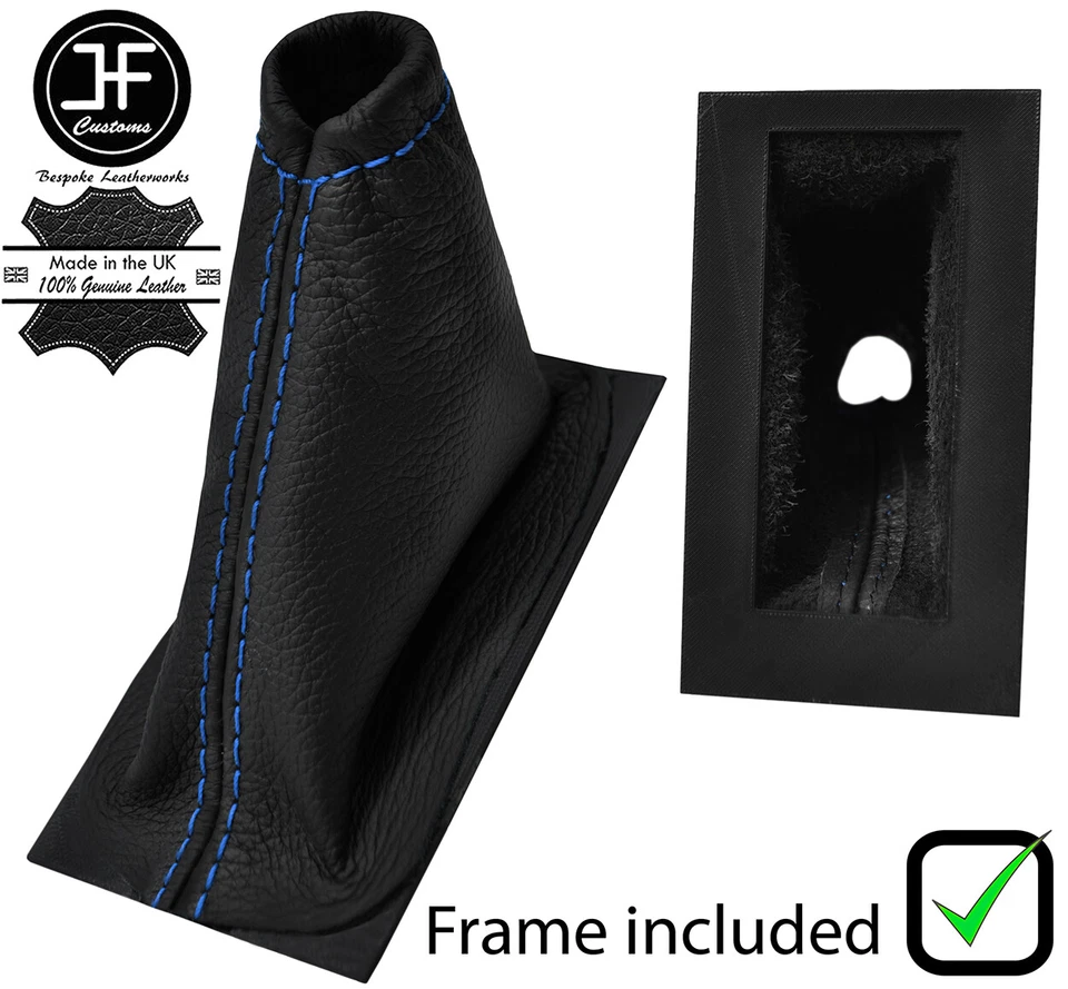 BOTA FRENO MANO CUERO PUNTADA AZUL + MARCO DE PLÁSTICO SE ADAPTA A TRIUMPH HERALD & VITESSE Foto 1 de 2