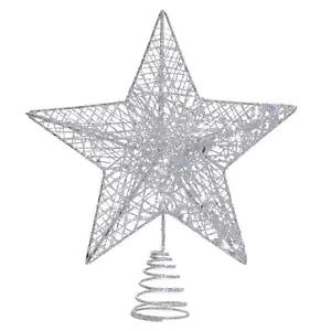 Glittered Christmas Tree Topper 8 Inch Metal Hollow Wire Star Christmas Treet... - Picture 1 of 7