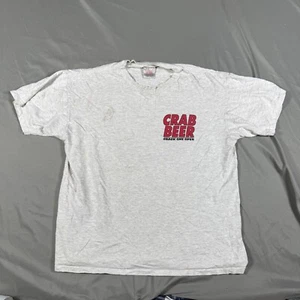 Oneita Power T-Shirt Mens Large Gray Crab Beer Bay Water Maryland Crack One Open - Picture 1 of 14