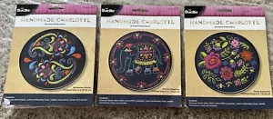 Lot Plaid Bucilla Handmade Charlotte Stamped Embroidery Floral Boho Crafts Decor - Picture 1 of 8
