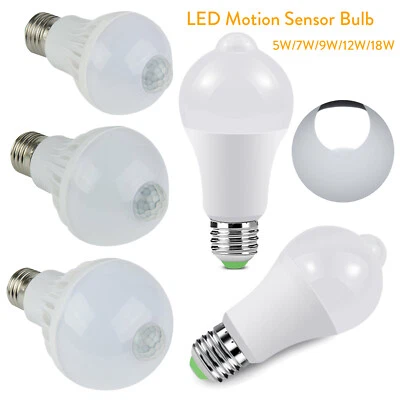 E27 LED Globe Bulb Lamp Motion Sensed Yard Night Light 220V 5W 7W 9W 12W 18W RC - Image 1 of 4