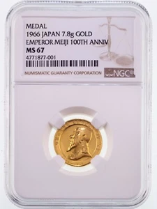 1966 Japan Gold Medal Emperor Meiji 100th Anniversary Graded by NGC as MS-67 - Picture 1 of 4