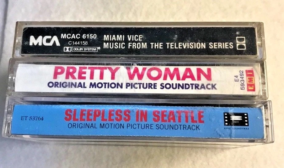 Lot of 3 80s Sountrack Cassettes Sleepless in Seattle; Pretty Woman; Miami Vice - Image 1 of 1