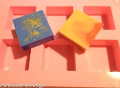 SQUARE 6 Cavity GLOSS Quality Silicone Mould: Soap Candle Muffin CupCake Mold - image 1 of 4