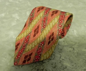 ERMENEGILDO ZEGNA MEN'S Orange Red Geometric TIE 100% SILK MADE IN ITALY - Picture 1 of 5