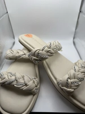 Sandalia BCBGENERATION Tanya Crema Correa Trenzada Cuero Vegano, Talla 7 *Sin Etiqueta Nueva Foto 1 de 4