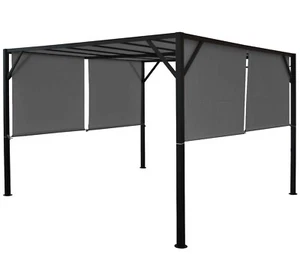 Pergola Pavillon Terrassenüberdachung, ohne Betonieren Schiebedach 3x4m grau - Bild 1 von 6