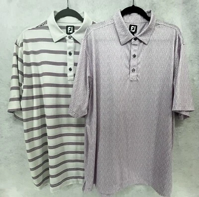 2 Lot of Footjoy Golf Athletic Fit Polo Shirts XL Casual Lounge Pink & Purple FJ - Image 1 of 4