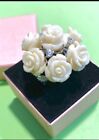 HSN Rarities Sterling Silver White Coral ROSE 🌹 BOUQUET & Zircon 925 Ring sz 5