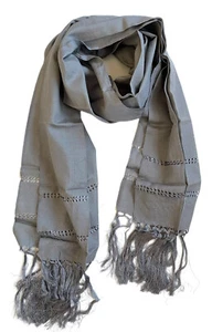 Mexikanischer Rebozo handgefertigter Schal grauer Schal Seidenmischung Halstuch - Bild 1 von 7