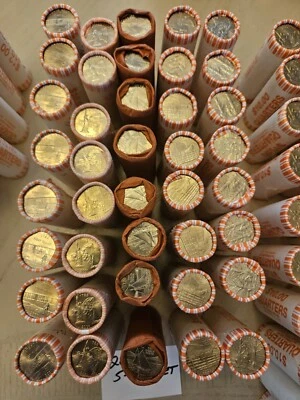 2001-P State Quarters Set US Mint Uncirculated Bank Roll's x 5 NY NC RI VT KT .. - Image 1 of 4