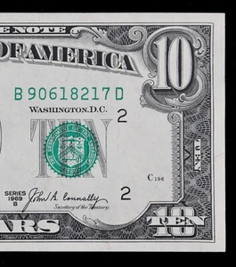 Tough $10 1969B CU Federal Reserve Note B90618217D ten dollar, series B New York - Picture 1 of 3