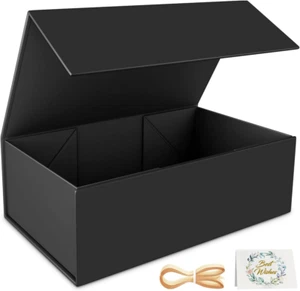Caja de regalo negra, 9,5 x 6 x 3 '' Cajas de regalo para regalos con tapas magn - Foto 1 di 12