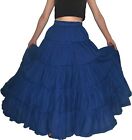 YSJERA Women's Cotton 5 Tiered A Line Pleated Maxi Skirt Long Boho Gypsy Dance S