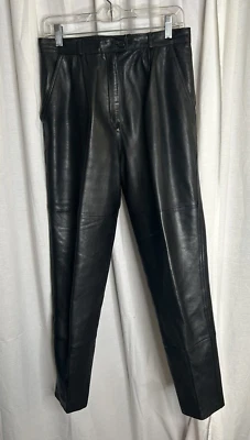 Jarrod’s Vtg 80’s Leather pants lined high waist Ladies 12 pleated front - Image 1 of 4