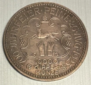 Vintage 10000 Kipper Munze Coin Prussian Province of Hannover 1923 - Picture 1 of 2