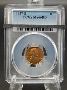 1937-S PCGS MS66 RD RED Lincoln Wheat Back CENT #BT-34 - Picture 1 of 4
