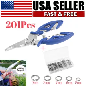 201Pcs 5 Size Fishing Stainless Steel Lures Split Rings For Fish Snap Connector - Picture 1 of 7