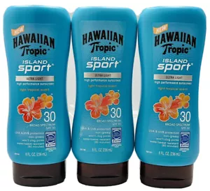 3 hawaiian tropic island sport spf 30 ultra light tropical scent 8oz 2021 - Picture 1 of 2