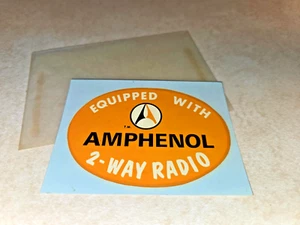 (RARE) 1968 "Equipped With Amphenol 2-Way Radio" Waterslide Decal - Orange Logo - Picture 1 of 3
