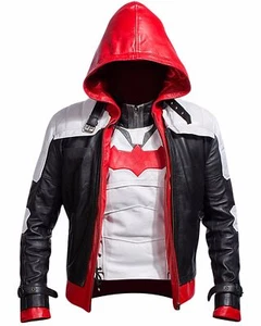 Chaqueta y chaleco de cuero Batman Arkham Knight con capucha roja - Imagen 1 de 9