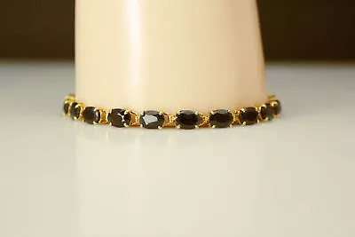 Brazalete Tenis Oro Amarillo 10K 7.5" Zafiro Oscuro Eslabón Ovalado 8.1 Gramos (BR4818) Foto 1 de 4