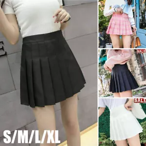 Women High Waist Pleated Casual Short Skirt Girls Mini Skater Tennis Plaid Dress - Picture 1 of 15