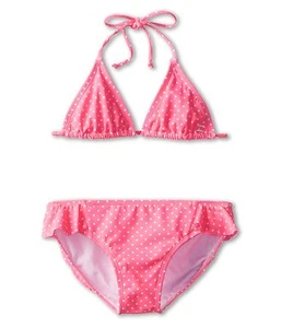 NEW* Billie Girls Sz 6X Billabong SWIMSUIT BIKINI 2 PC Set Pink Polka Dots $50 - Picture 1 of 1
