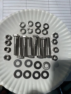 3/8-16 x 2 Hex Bolts with Nuts and Washers Set of 8  304 Stainless Steel  - Image 1 of 2
