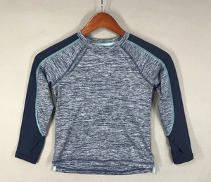 All In Motion Shirt Kids XS 4-5 Blue Colorblock Pullover Crew Thumbholes Stretch - Picture 1 of 12