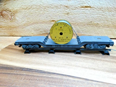 American Flyer S Gauge 50' Diecast 12-Wheel Erie 7210 Recessed Flat Car & Cargo - Image 1 of 4